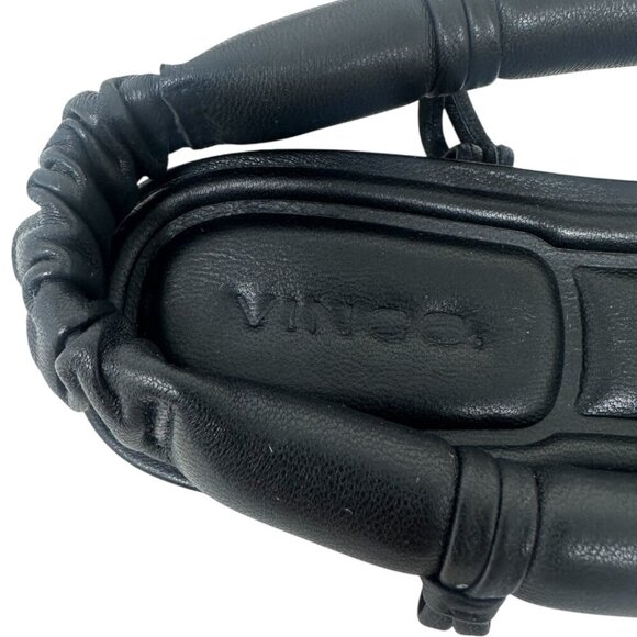 Vince Denton Black Leather Bubble Thong Flat Square Toe Sandal Size 6 Minimalist - Picture 12 of 14